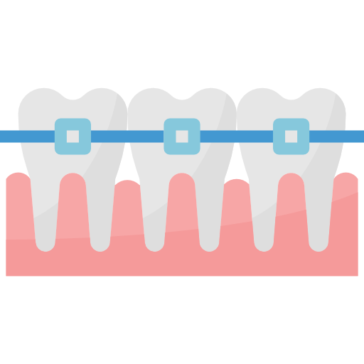 Row of teeth having braces Icon for orthodontics 