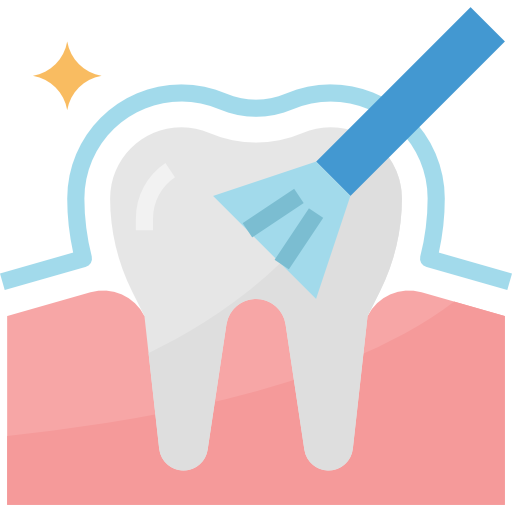 Tooth being brushed icon. Gentle Dentistry
